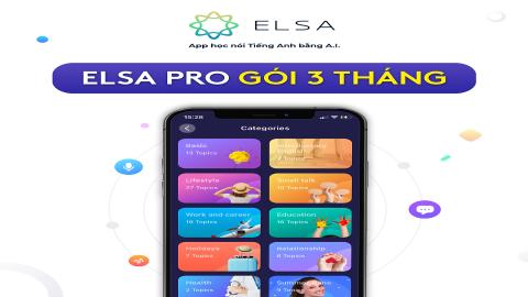 Gói học ELSA Pro thời hạn 3 tháng từ ELSA SPEAK - Học phát âm tiếng Anh chuẩn bản xứ