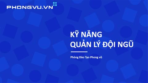 PV117 - Kỹ năng quản lý đội ngũ