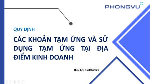 SOP - Quy định về các khoản tạm ứng và sử dụng tạm ứng tại Địa điểm kinh doanh