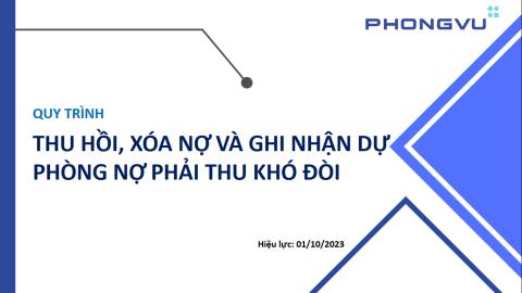 SOP - Quy trình thu hồi, xóa nợ và ghi nhận dự phòng nợ phải thu khó đòi