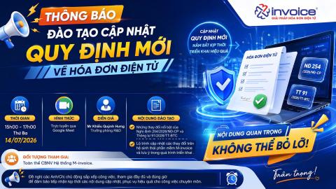 Cập nhật quy định mới về hóa đơn điện tử (Đào tạo ngày 14/07/2026)
