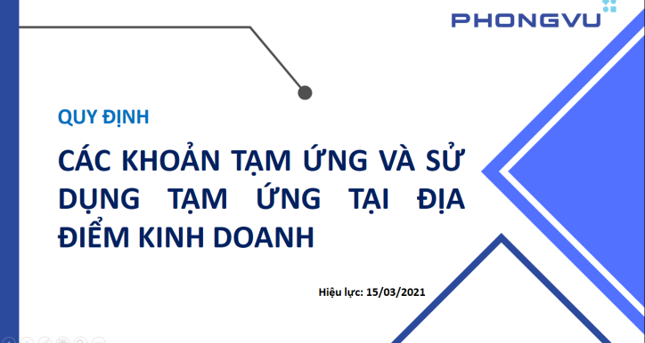 SOP - Quy định về các khoản tạm ứng và sử dụng tạm ứng tại Địa điểm kinh doanh