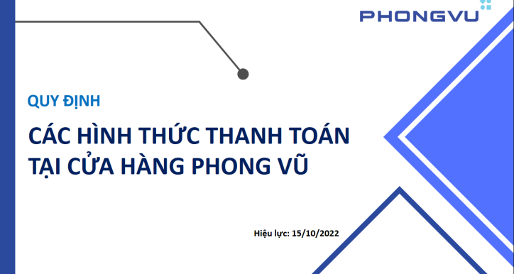 SOP - Quy định các hình thức thanh toán tại cửa hàng Phong Vũ