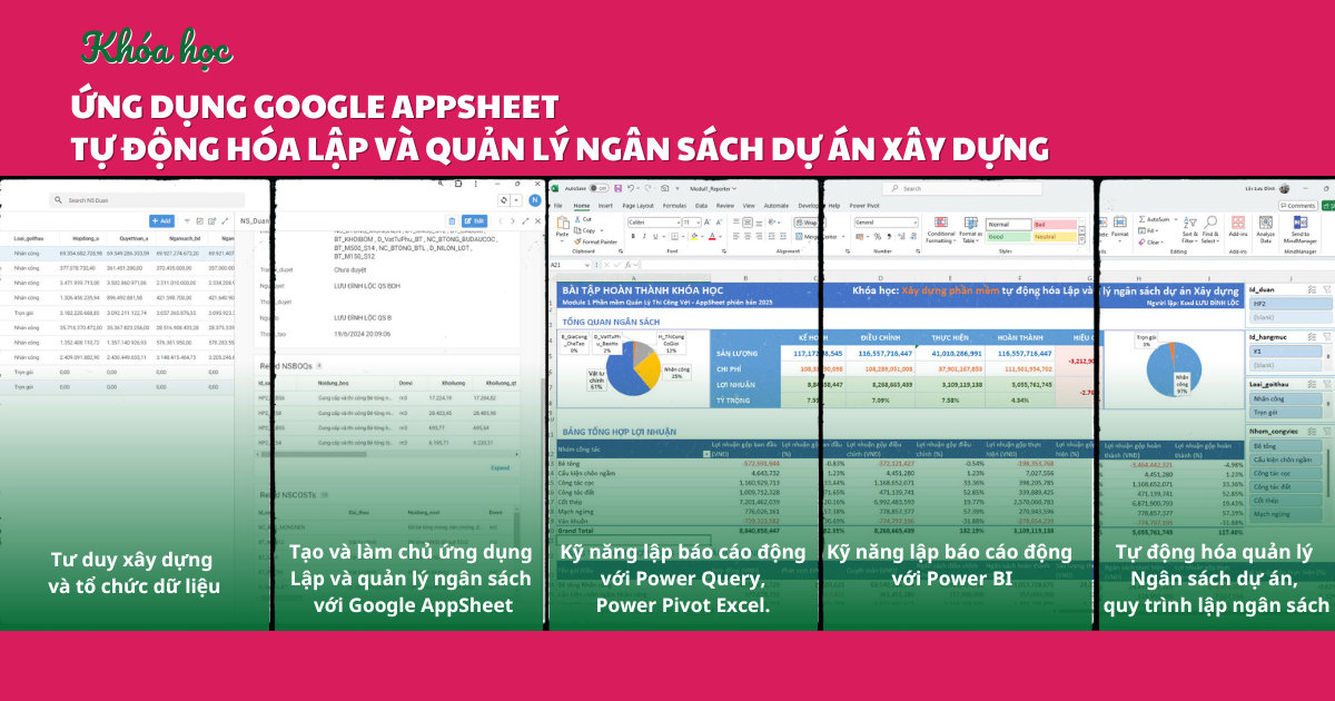 Ứng dụng Google AppSheet: Tự động hóa lập và quản lý ngân sách dự án xây dựng