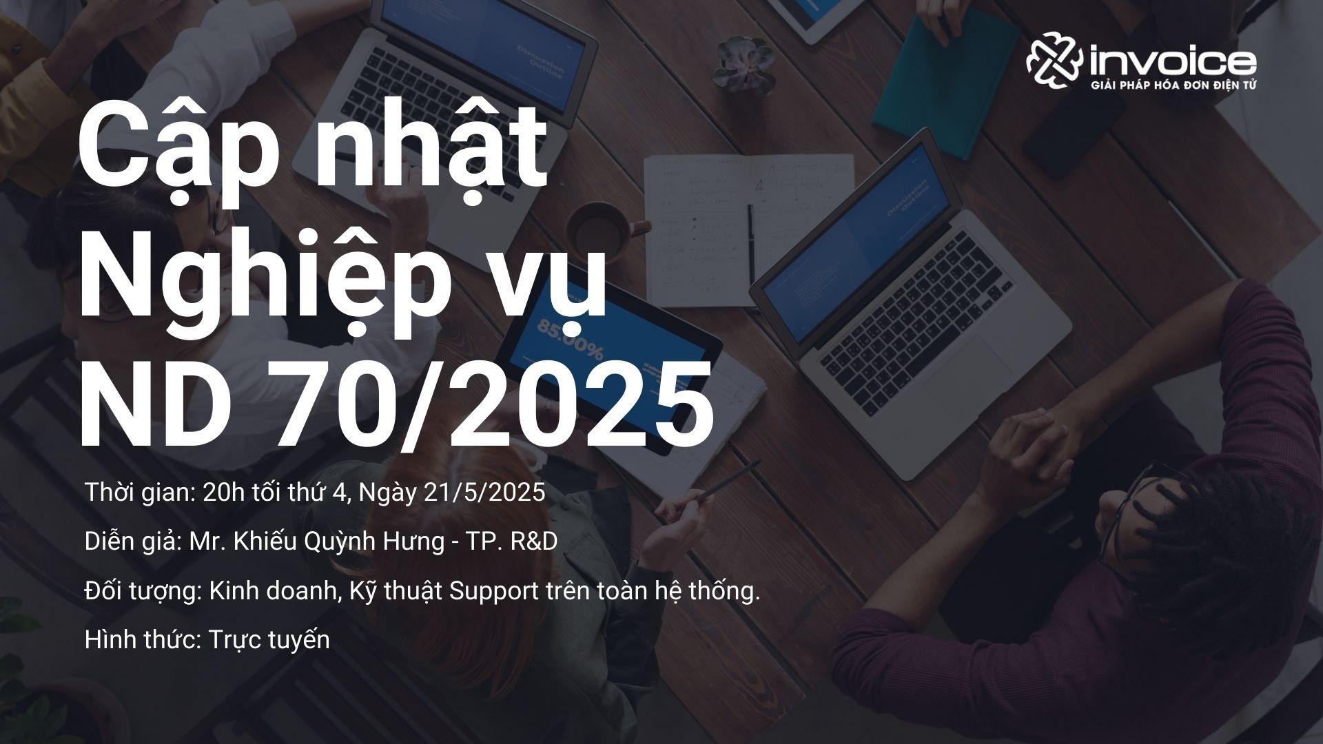 CẬP NHẬT NGHIỆP VỤ NGHỊ ĐỊNH 70 TRÊN PHẦN MỀM HDDT