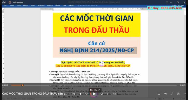 Các mốc thời gian trong đấu thầu