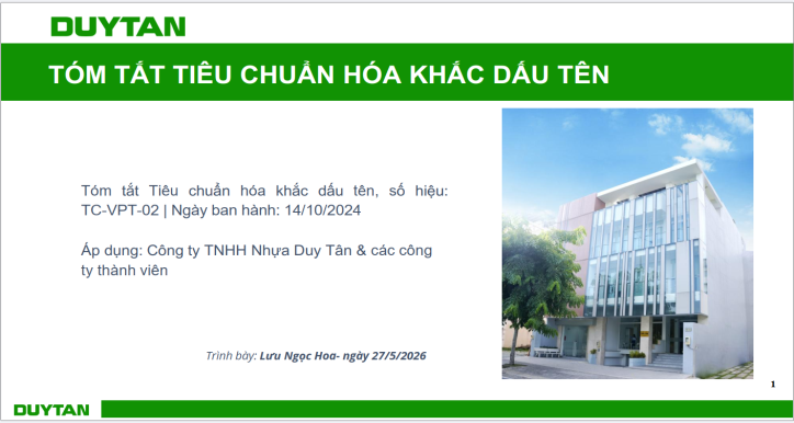 DTG - Tiêu chuẩn hóa khắc dấu tên
