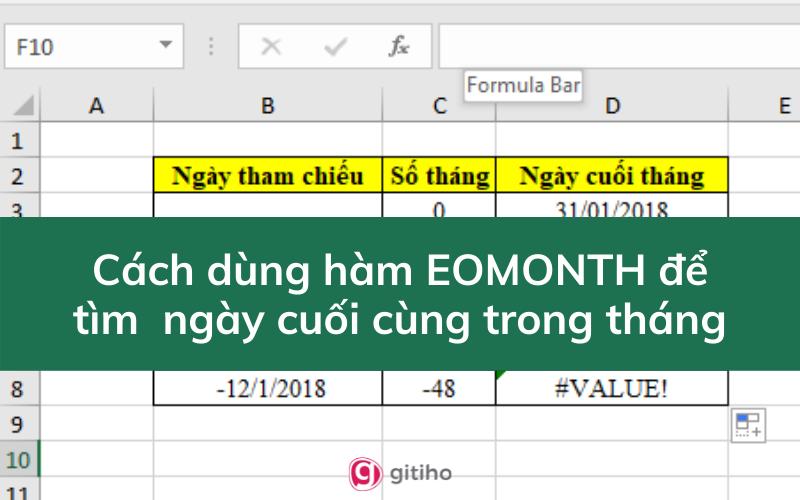 Cách dùng hàm EOMONTH để tìm ngày cuối cùng trong tháng
