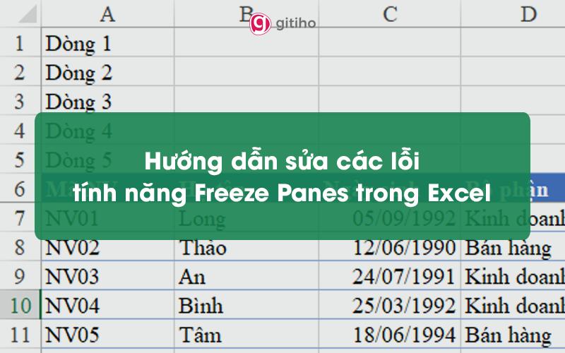 Hướng dẫn sửa các lỗi tính năng Freeze Panes trong Excel