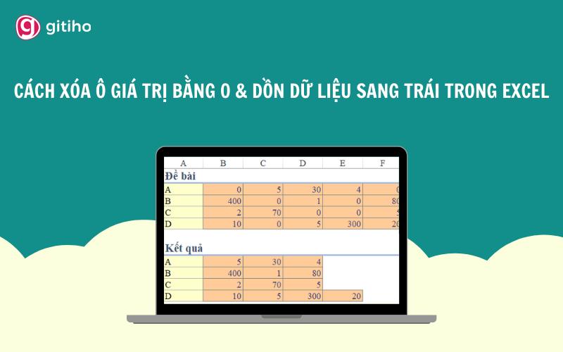 Hướng dẫn cách xóa ô có số 0 và dồn dữ liệu sang trái trong Excel
