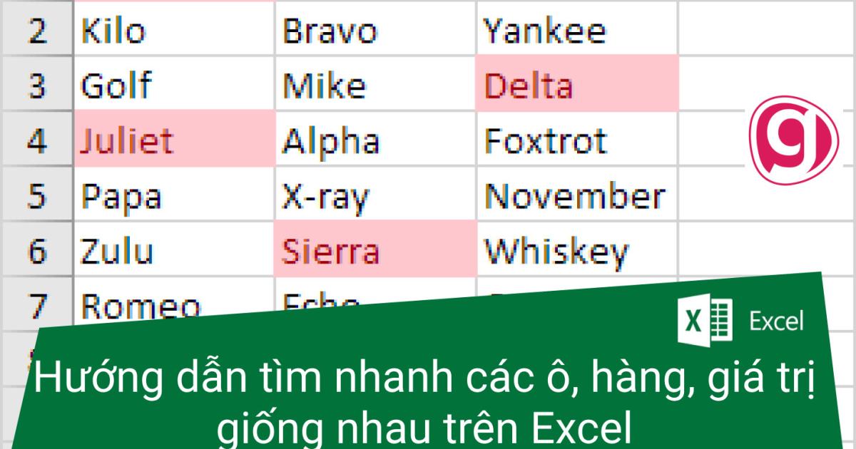 Hướng dẫn tìm nhanh các ô, hàng, giá trị giống nhau trên Excel