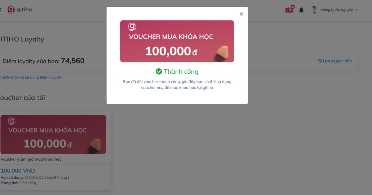 Hướng dẫn tích điểm và sử dụng Voucher trên Gitiho