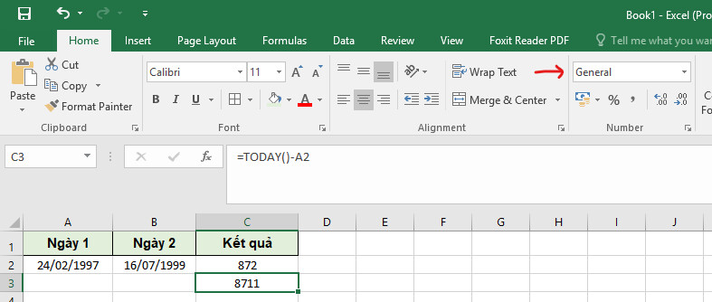 Cách cộng, trừ ngày tháng năm trong Excel để tính số ngày đơn giản