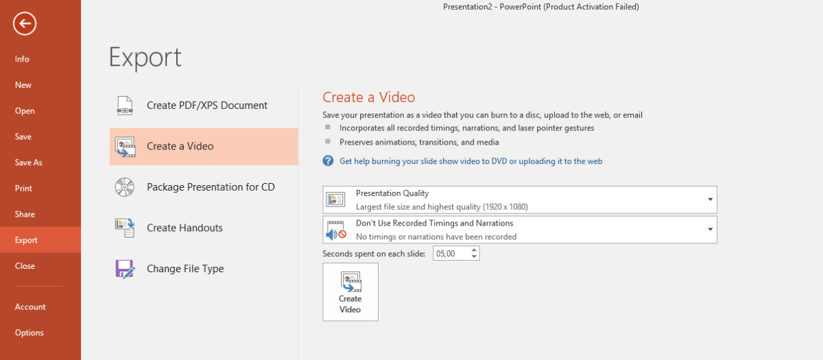 save powerpoint for mac as video