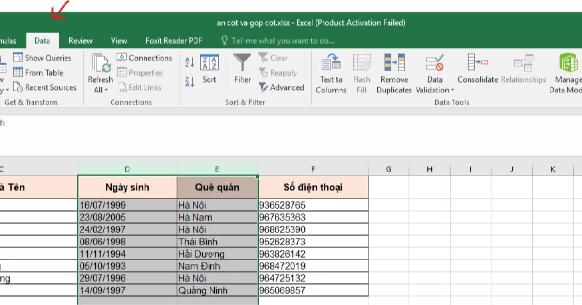 Cách ẩn cột, gộp cột trong Excel nhanh và chuẩn