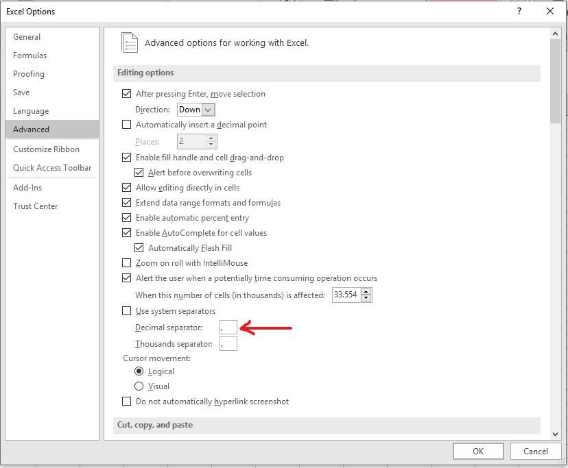 Cách định dạng số và phần thập phân bằng dấu chấm trong Excel