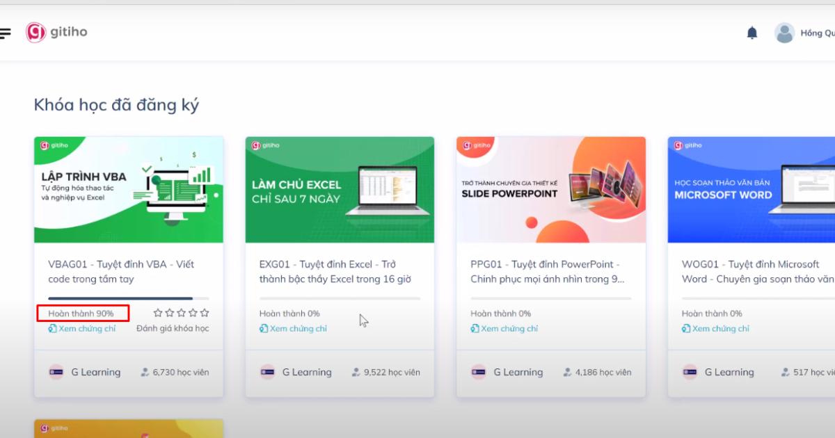 Hướng dẫn cách lấy Chứng nhận hoàn thành khoá học trên Gitiho.com