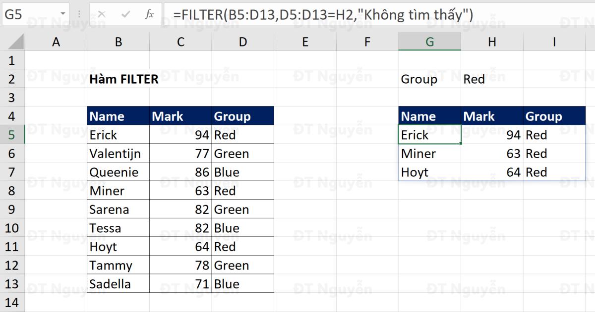 Cách dùng hàm FILTER để lọc dữ liệu trong Office 365