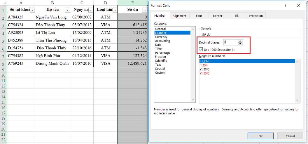 Cách xử lý lỗi dữ liệu dạng số trong Excel