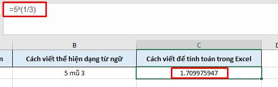 Hướng dẫn cách tính căn bậc 3 trong Excel