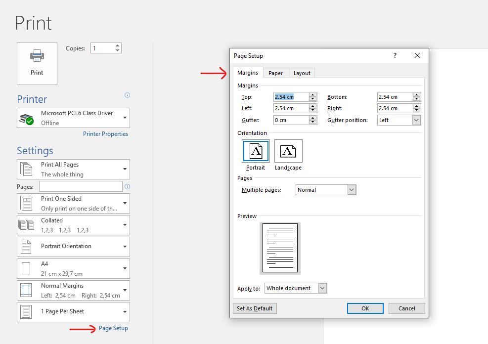 Cách in tài liệu khổ A5 trên khổ A4 trong Word