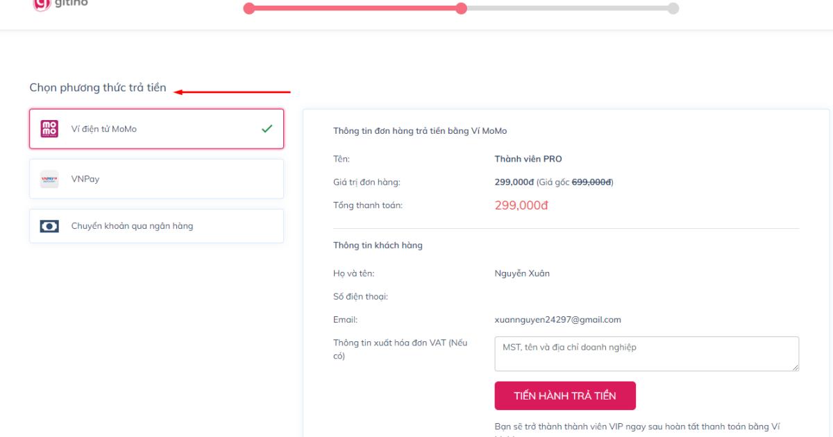 Hướng dẫn cách đăng ký Gói Thành viên PRO trên Gitiho