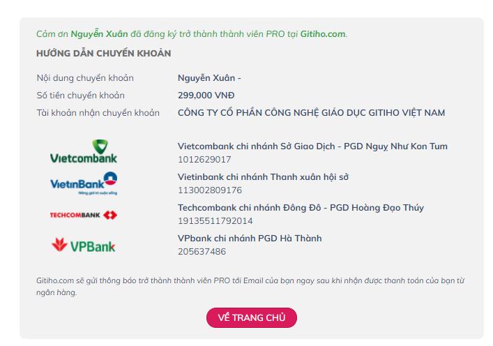 Hướng dẫn cách đăng ký Gói Thành viên PRO trên Gitiho