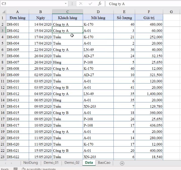 Hướng dẫn phân tích yêu cầu báo cáo, đảm bảo tính toán trong Excel