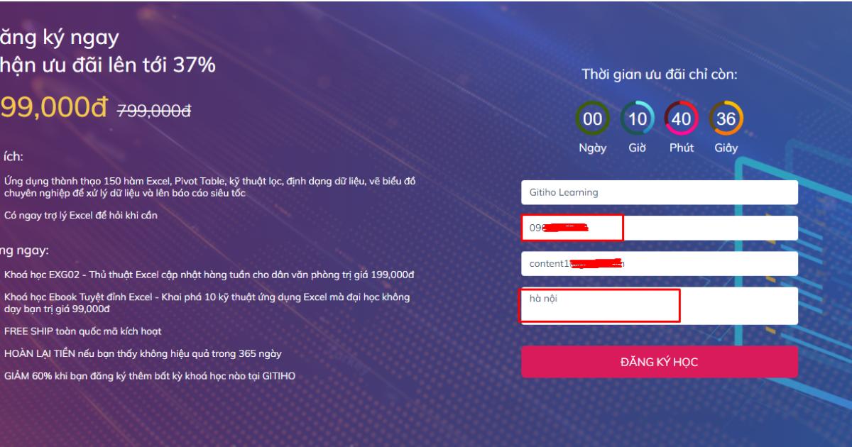 Hướng dẫn cách thanh toán khóa học của Gitiho sau khi đăng ký thành công