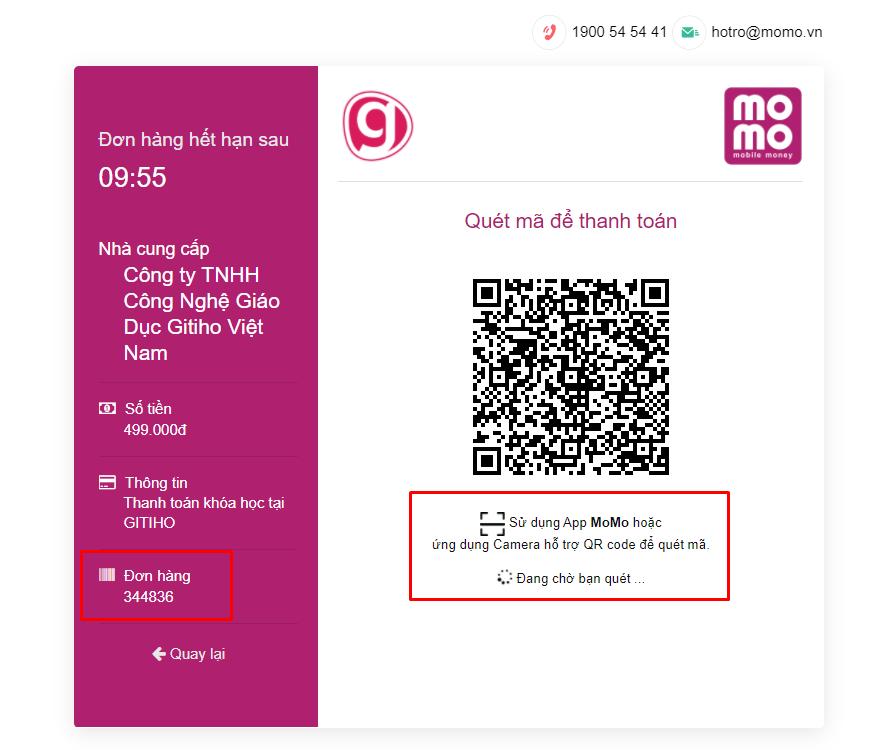 Hướng dẫn cách thanh toán khóa học của Gitiho sau khi đăng ký thành công