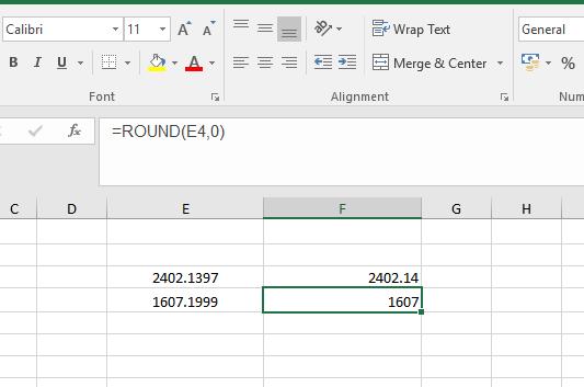 làm tròn hàng nghìn trong excel