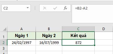 Cách trừ ngày trong Excel