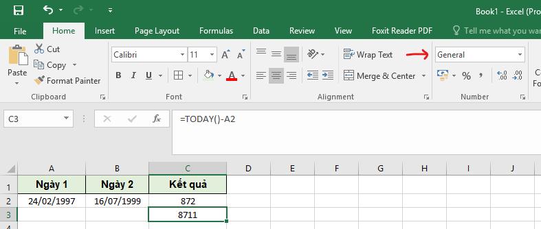Cách trừ ngày trong Excel từ ngày hiện tại