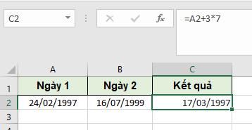 Cộng trừ tuần trong Excel
