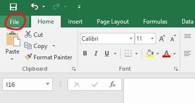 Chọn mục File trong Excel