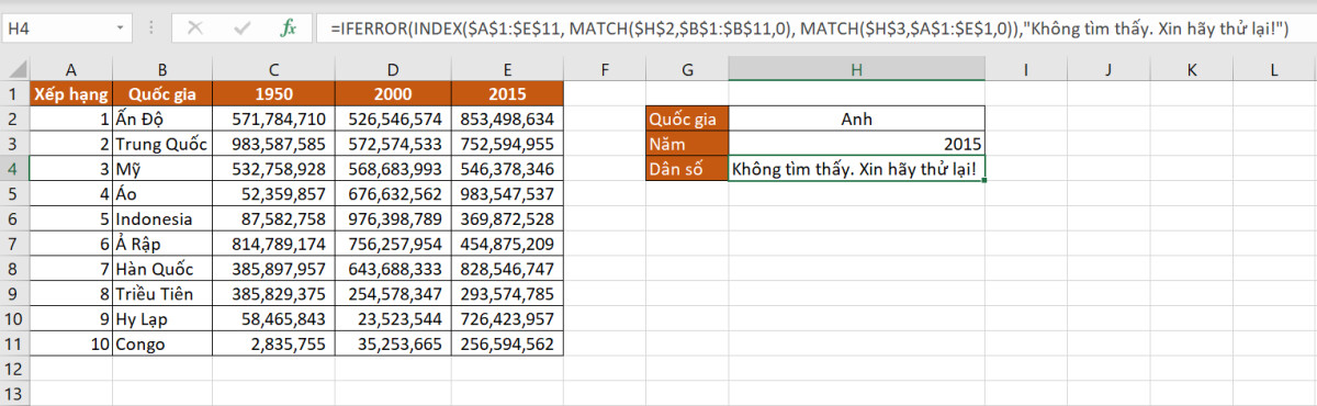 hàm index và match nhiều điều kiện