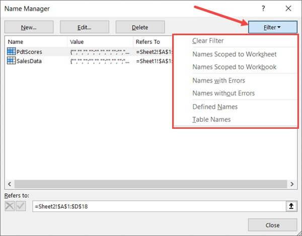 Hướng dẫn cách xóa phạm vi được đặt tên trong Excel
