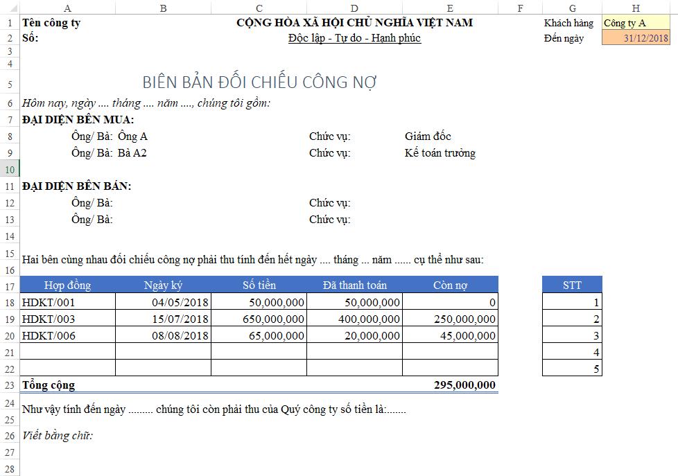CÁCH LẬP BẢNG TỔNG HỢP NHẬP XUẤT TỒN KẾ TOÁN VÀ CÁCH ĐỐI CHIẾU CÔNG NỢ TRÊN EXCEL MỚI 2021