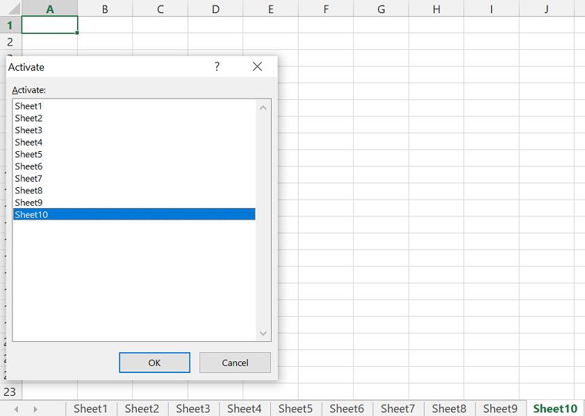 Cách sử dụng tổ hợp các phím tắt chuyển sheet trong Excel