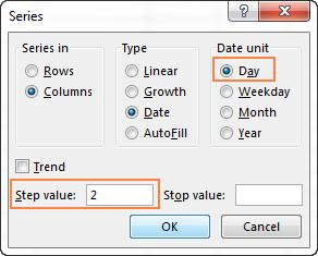 cách tạo ngày tháng tăng dần trong excel tùy chỉnh