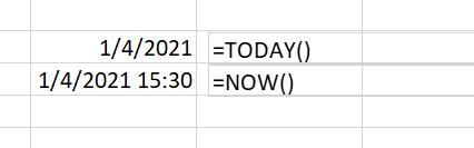 Hàm điền thời gian thực trong Excel