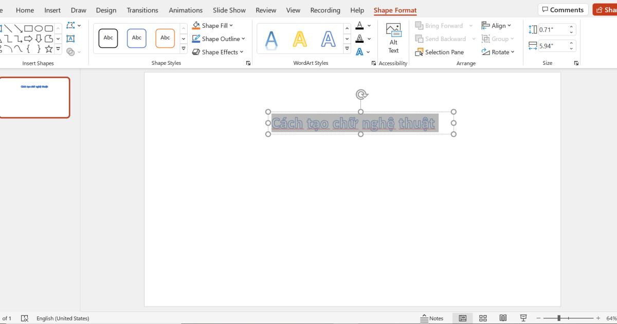 Hướng dẫn tạo chữ nghệ thuật WordArt trong PowerPoint