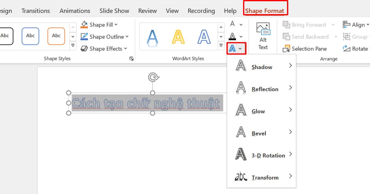 Hướng dẫn tạo chữ nghệ thuật WordArt trong PowerPoint
