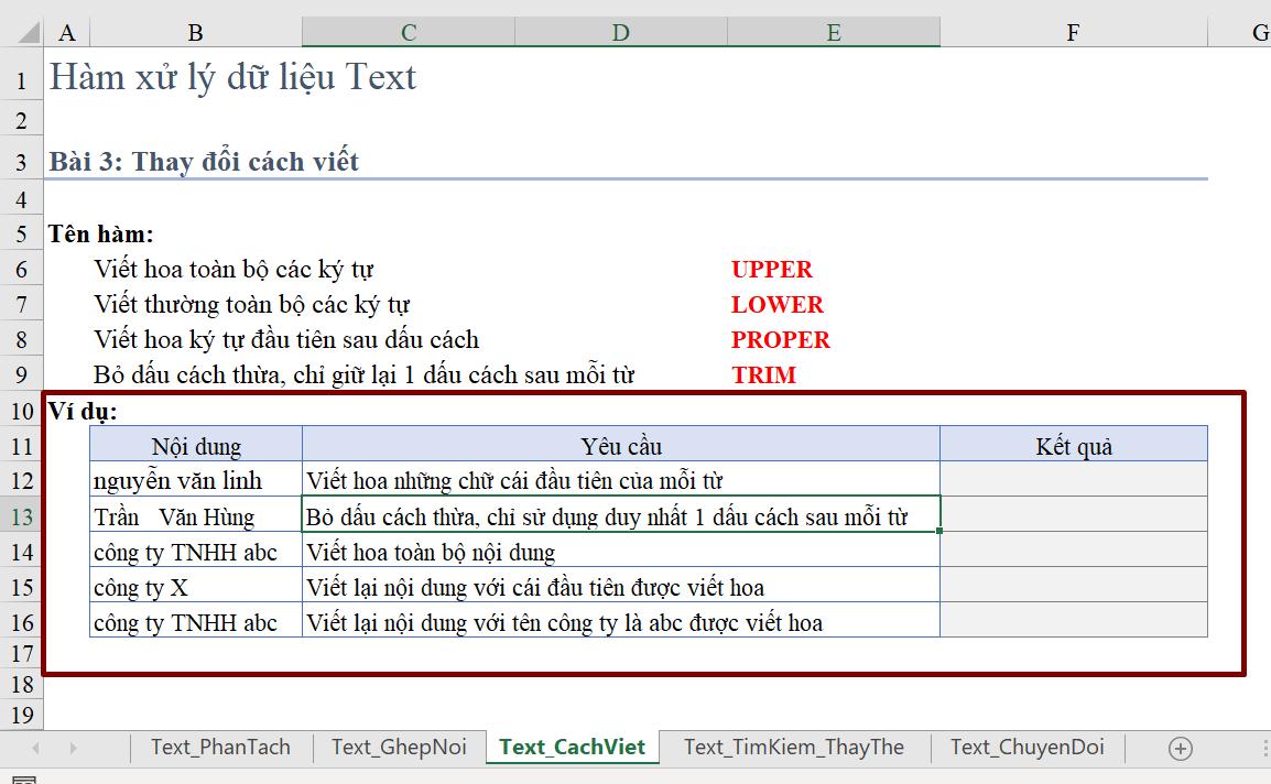 Cách xử lý dữ liệu dạng Text với các hàm trong Excel (Phần 3)