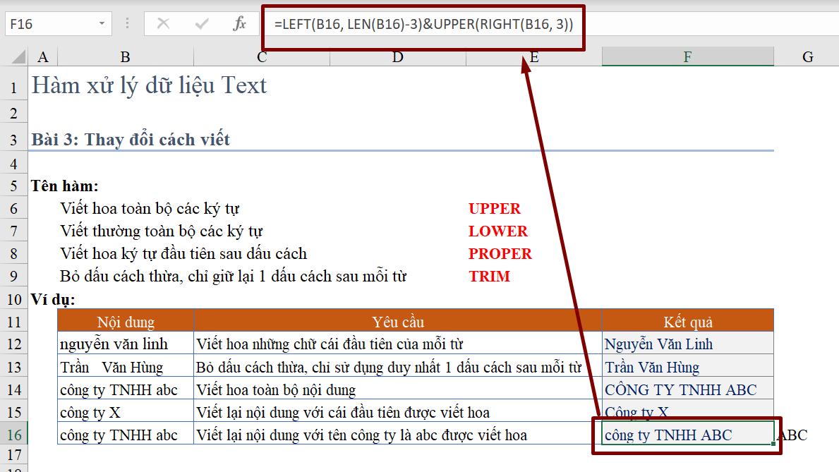 Cách xử lý dữ liệu dạng Text với các hàm trong Excel (Phần 3)