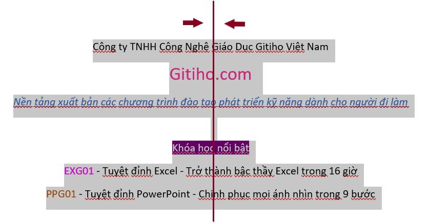 Cách căn lề giữa