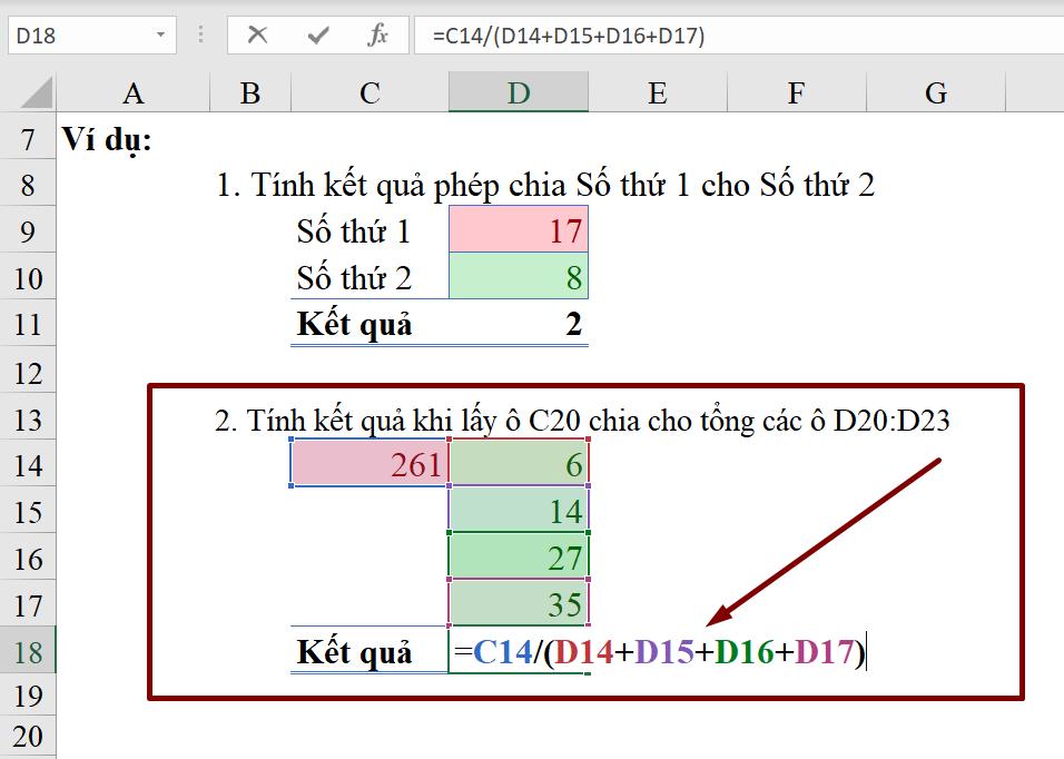 Hàm với dữ liệu dạng Number : Cách cộng trừ nhân chia trong Excel