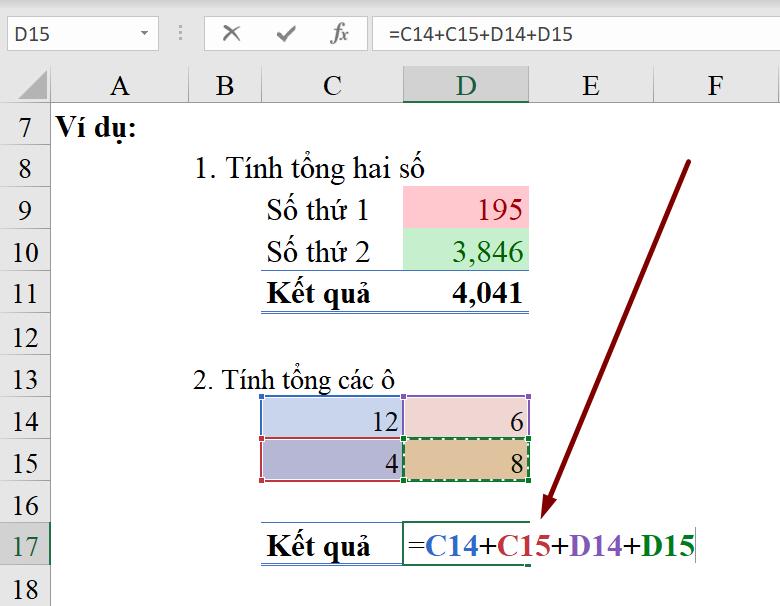 Hàm với dữ liệu dạng Number : Cách cộng trừ nhân chia trong Excel