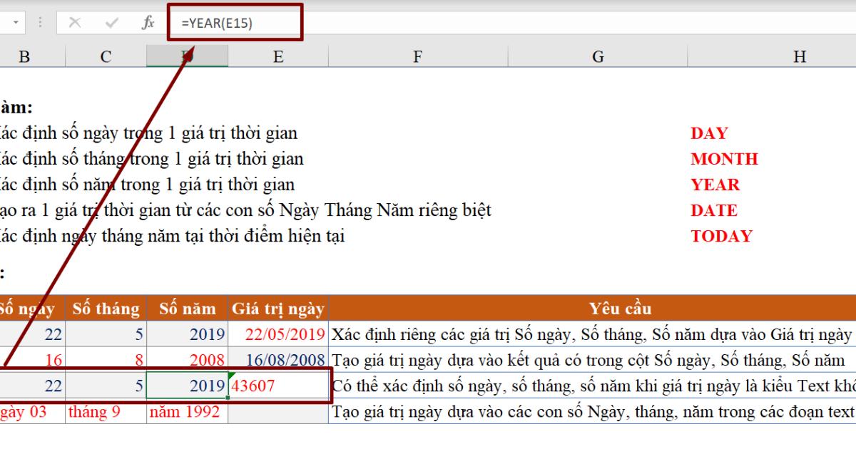 Hàm với dữ liệu Date - Time: Hàm với định dạng ngày tháng trong Excel