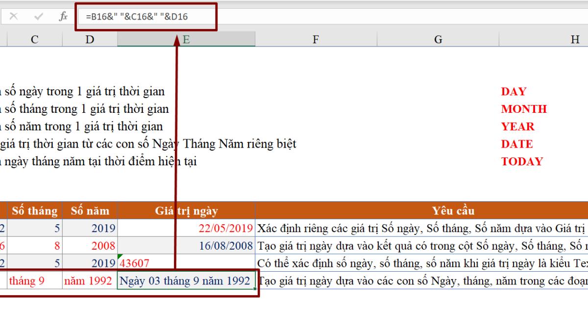 Hàm với dữ liệu Date - Time: Hàm với định dạng ngày tháng trong Excel